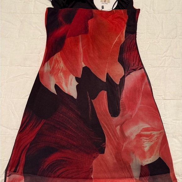 Princess Polly red and black floral mini dress size 4 - Picture 2 of 7